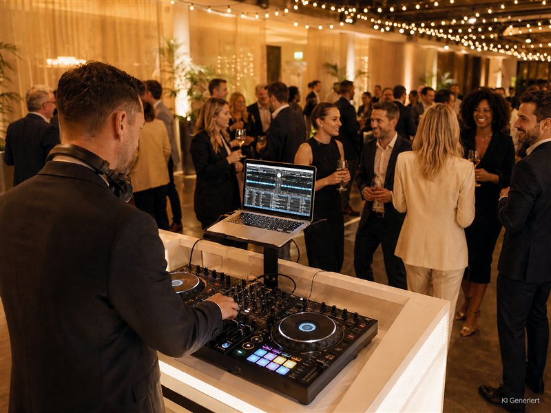DJ mit professioneller Technik bei einem Firmenevent
